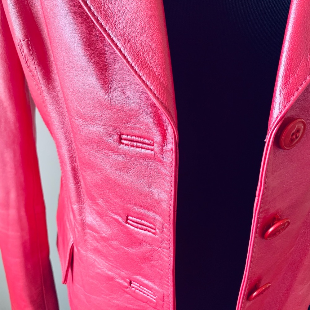 Waistlengh soft leather jacket...peach size 10